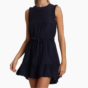 CINQ A SEPT Lenora Silk Mini Dress in Navy